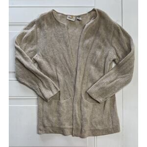 Liz Claiborne Vintage Cardigan Womens Small Beige Knit Lambs Wool Angora